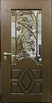 Стальная дверь Двербург С67 со стеклом и ковкой 90см х 200см