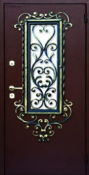 Металлическая дверь Двербург С31 со стеклом и решеткой 90см х 200см