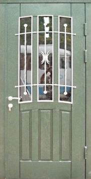 Стальная дверь Двербург С68 со стеклом и ковкой 90см х 200см