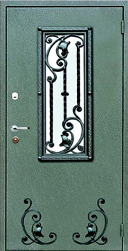 Стальная дверь Двербург С37 со стеклопакетом и ковкой 90см х 200см