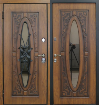 Дверь Монарх Д3 1 с окном и ковкой