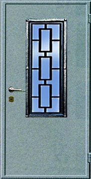Входная дверь Двербург С40 со стеклом и решеткой 90см х 200см