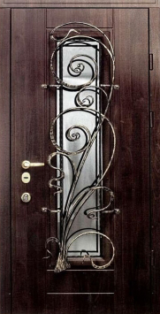 Входная металлическая дверь Двербург С82 с окном и решеткой 90см х 200см