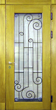 Входная металлическая дверь Двербург С13 со стеклопакетом и ковкой 90см х 200см