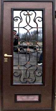 Металлическая дверь Двербург С7 со стеклопакетом и ковкой 90см х 200см