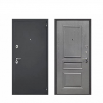 Дверь Гектор черный шелк 960*2050, панель ВудДУб Графит ФЛ-243-М