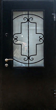 Входная дверь Двербург С17 со стеклопакетом и ковкой 90см х 200см