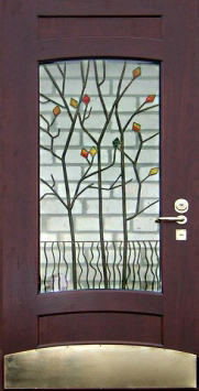 Стальная дверь Двербург С91 со стеклопакетом и ковкой