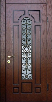 Входная металлическая дверь Двербург С51 со стеклом и решеткой 90см х 200см