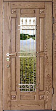 Входная металлическая дверь Двербург С97 со стеклопакетом и решеткой 90см х 200см