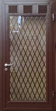 Стальная дверь Двербург С59 со стеклопакетом и решеткой 90см х 200см