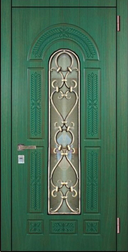Металлическая дверь Двербург С53 со стеклопакетом и решеткой 90см х 200см