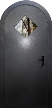 Металлическая арочная дверь со стеклопакетом №9 