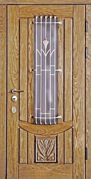 Металлическая дверь Двербург С71 со стеклопакетом и решеткой 90см х 200см