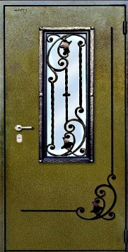 Входная стальная дверь Двербург С32 со стеклопакетом и ковкой 90см х 200см